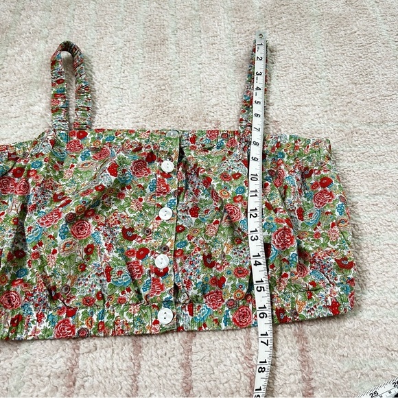 Roller Rabbit Multicolor Floral Crop Tank Top 70's Style Summer Size Medium Boho - Picture 8 of 9
